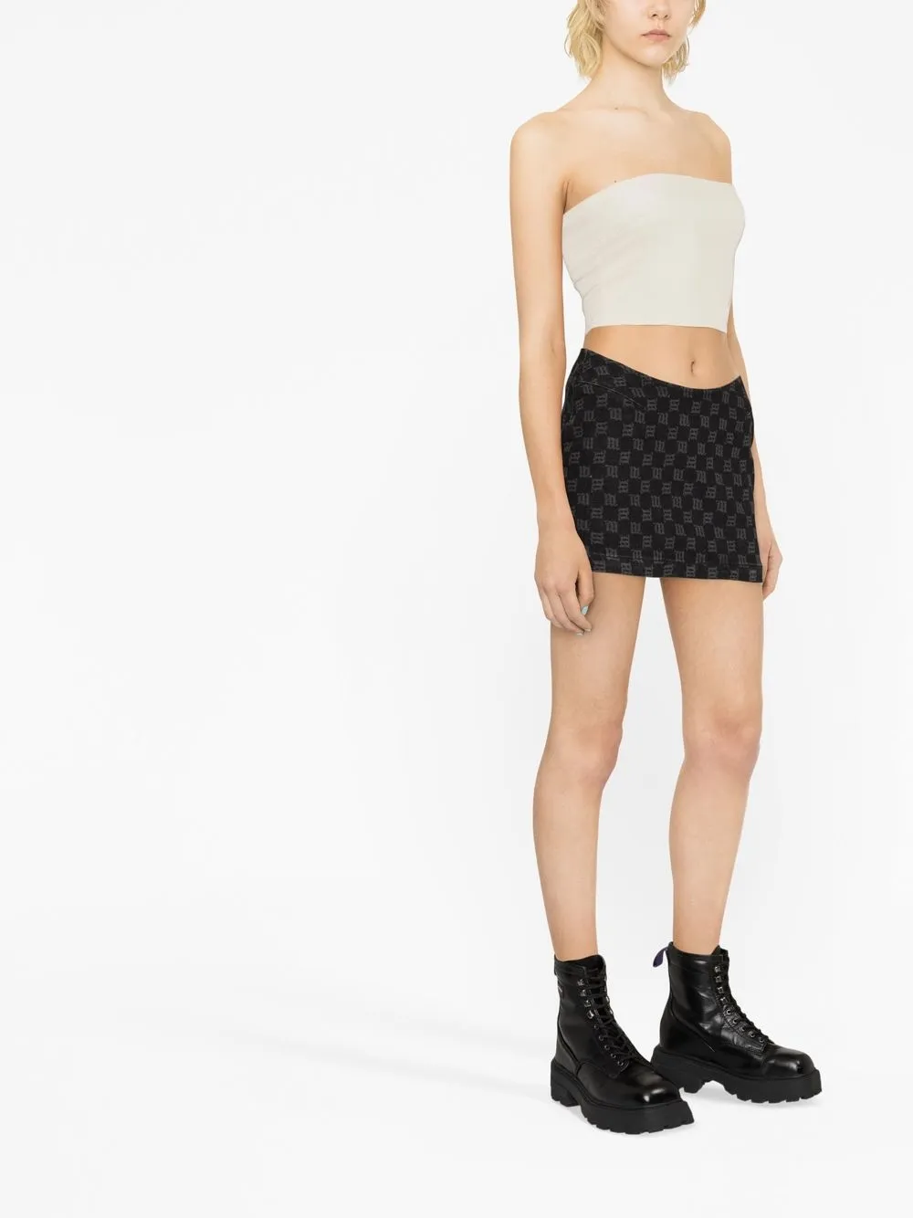 Misbhv Monogram-pattern Miniskirt In Black