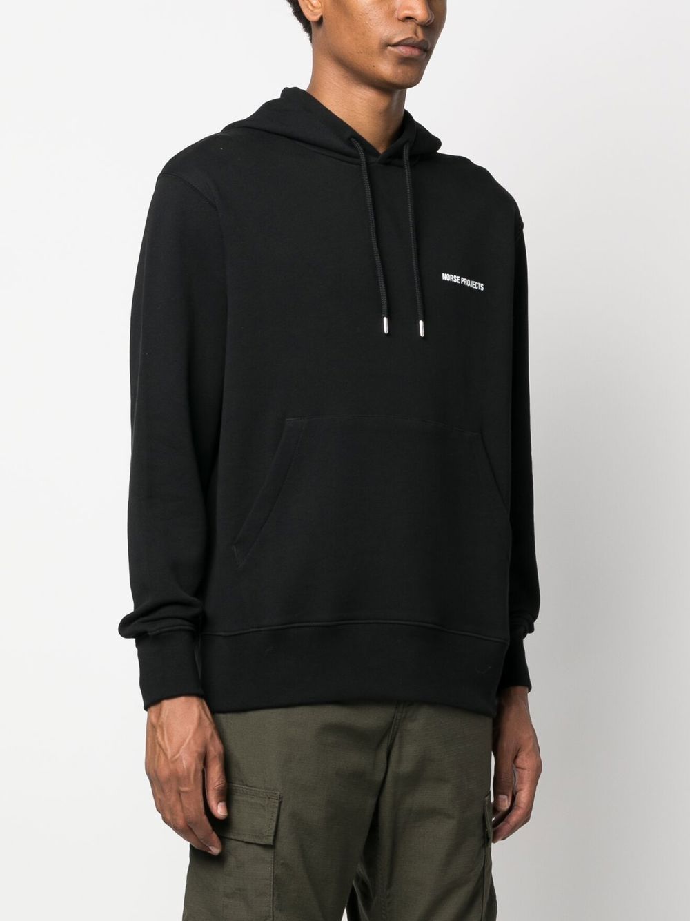 Shop Norse Projects Logo-print Pullover Hoodie In Black