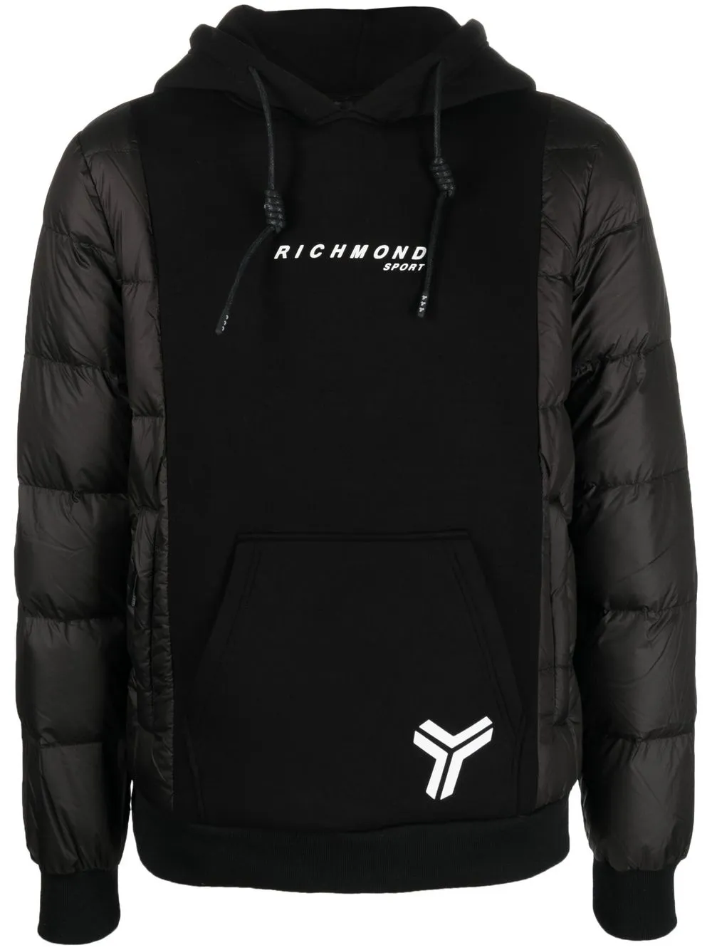 

John Richmond hoodie capitonado con logo estampado - Negro