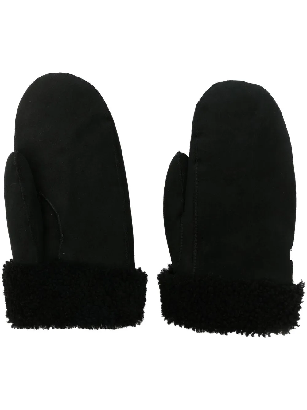 logo-plaque shearling mittens