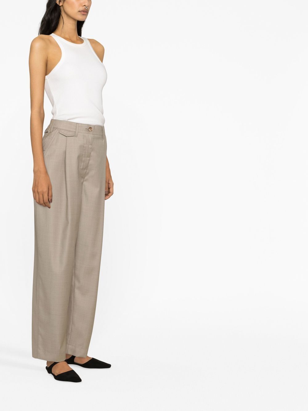 Shop Totême Pressed-crease Wide-leg Trousers In Neutrals