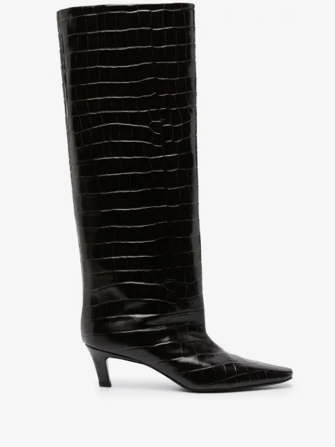 TOTEME crocodile-embossed knee-high boots