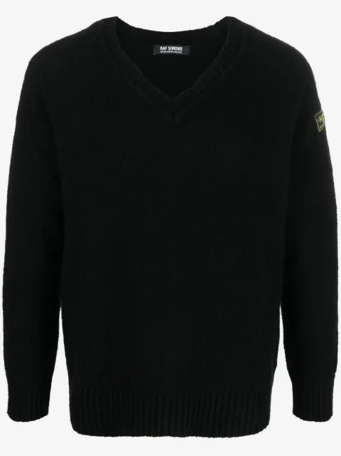 Raf Simons كنزة بشارة شعار ورقبة V