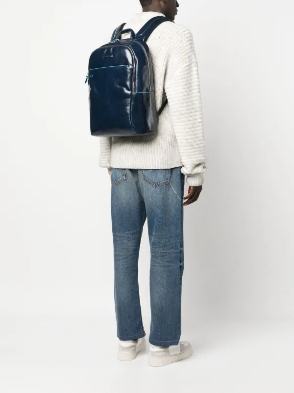 PIQUADRO Leather logo patch Backpack Farfetch