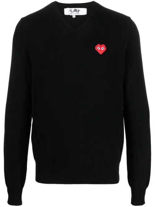 Pull en laine à col v - Comme Des Garçons Play - Modalova
