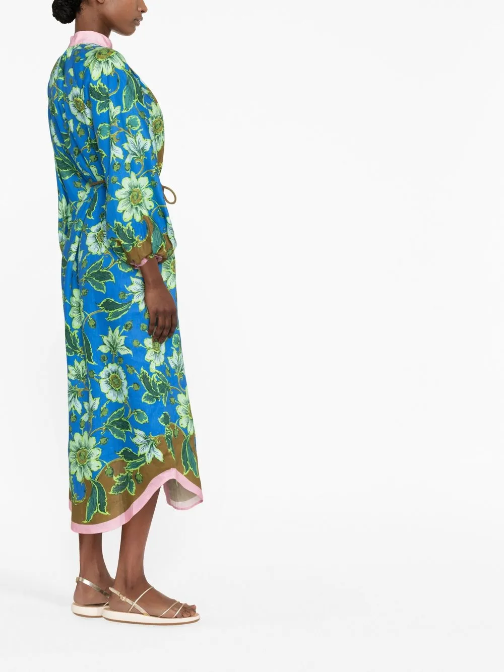 Alemais Blue Winnie Floral Print Shirt Dress | ModeSens