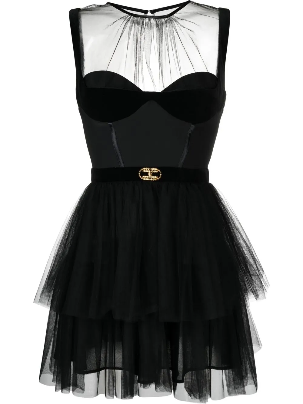 

Elisabetta Franchi sleeveless tulle mini dress - Black