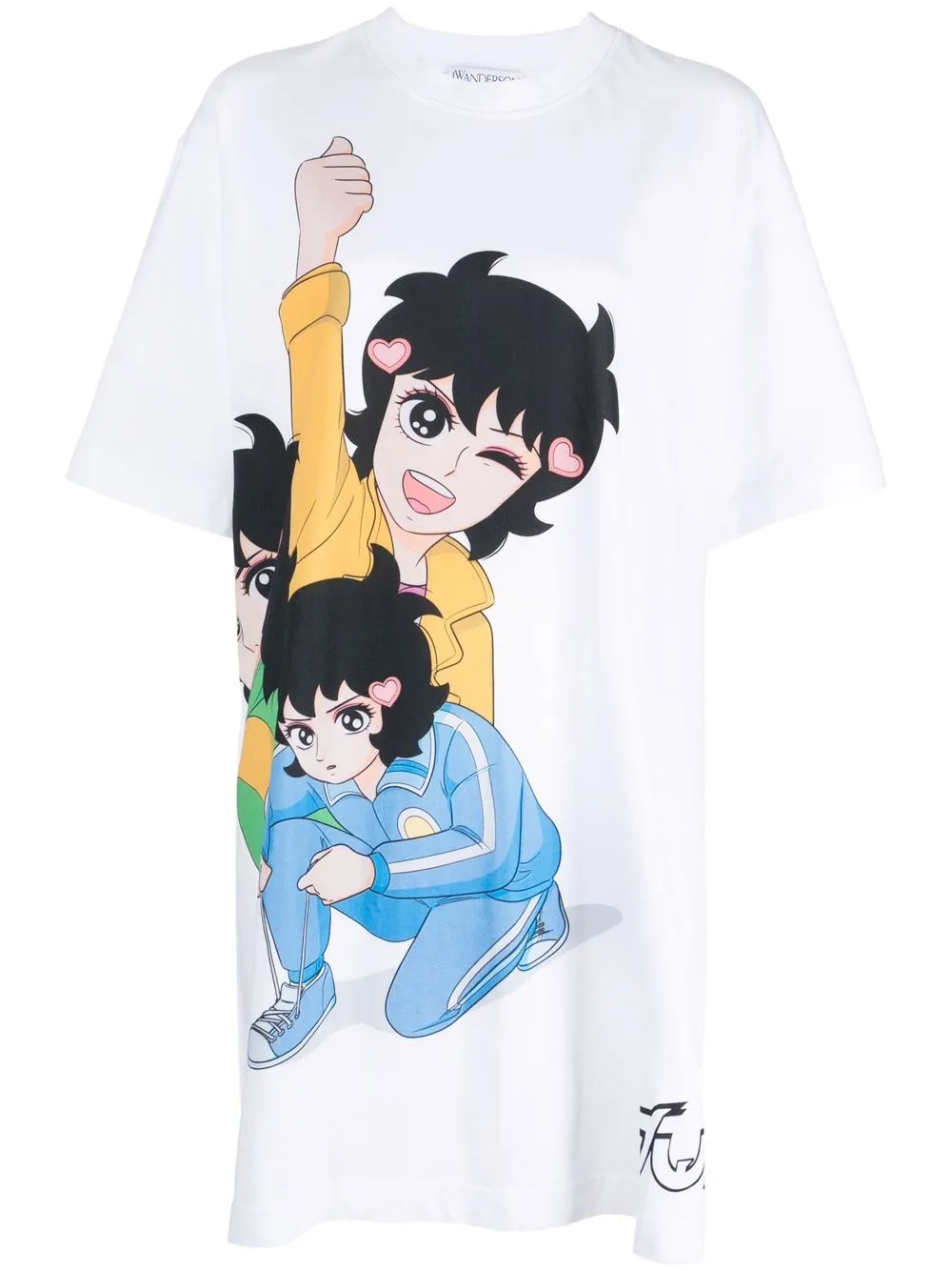 

JW Anderson vestido estilo playera con estampado gráfico - Blanco