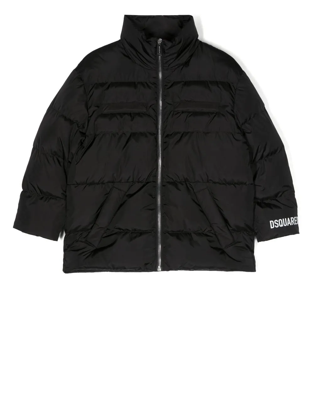 

Dsquared2 Kids abrigo capitonado con logo estampado - Negro