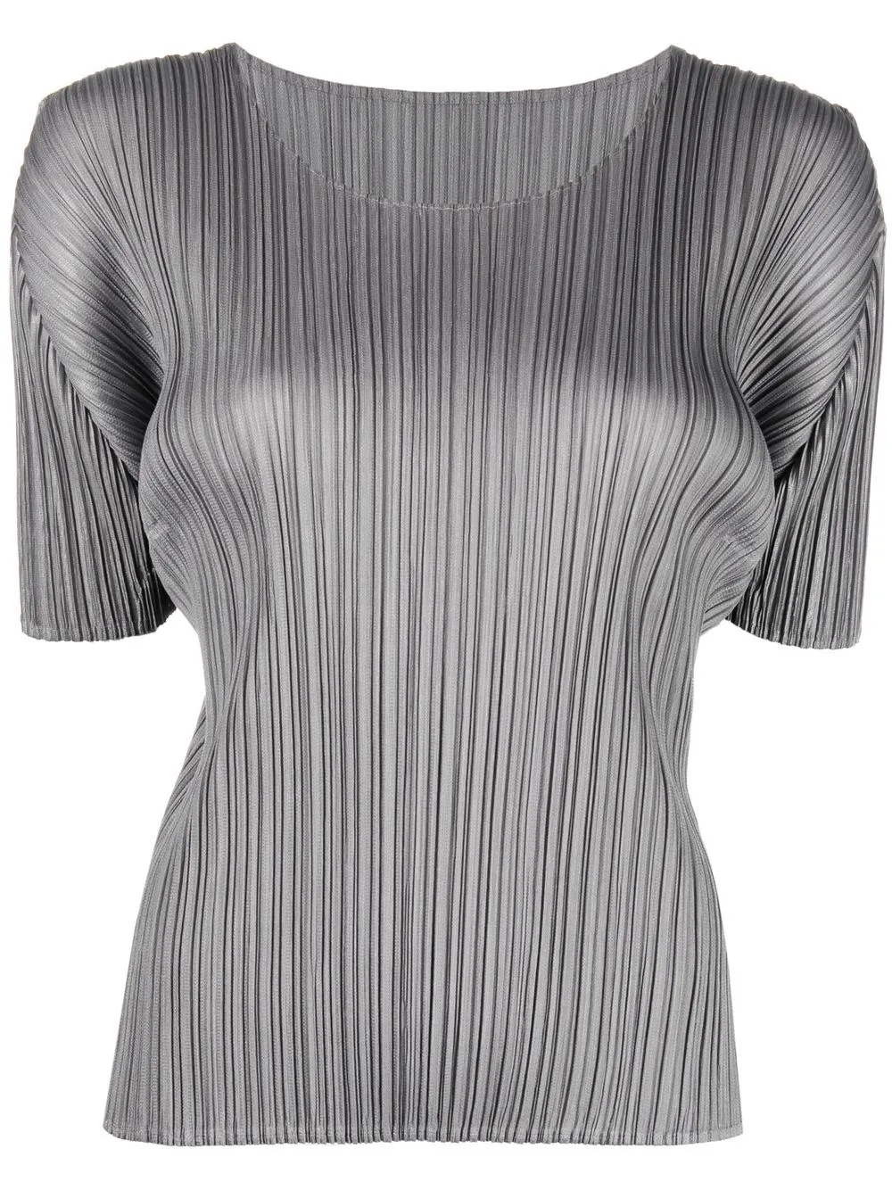 Pleats Please Issey Miyake top plisado con cuello redondo - Gris