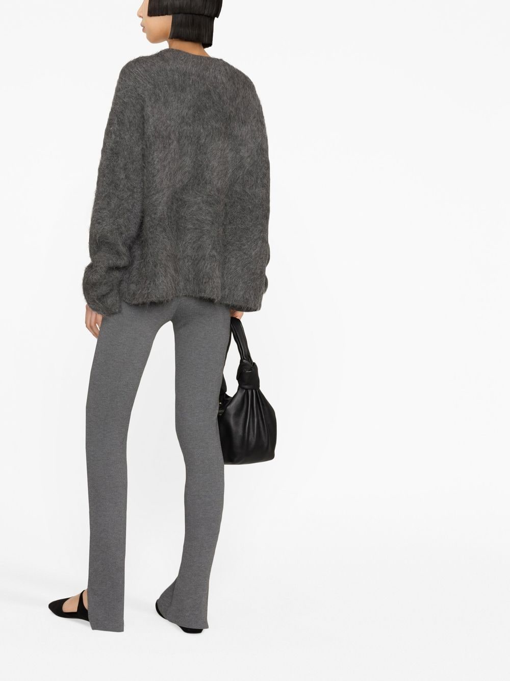 Shop Totême Ankle-zip High-waisted Leggings In Grey