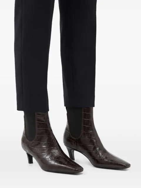 TOTEME croco-embossed mid-heel boots