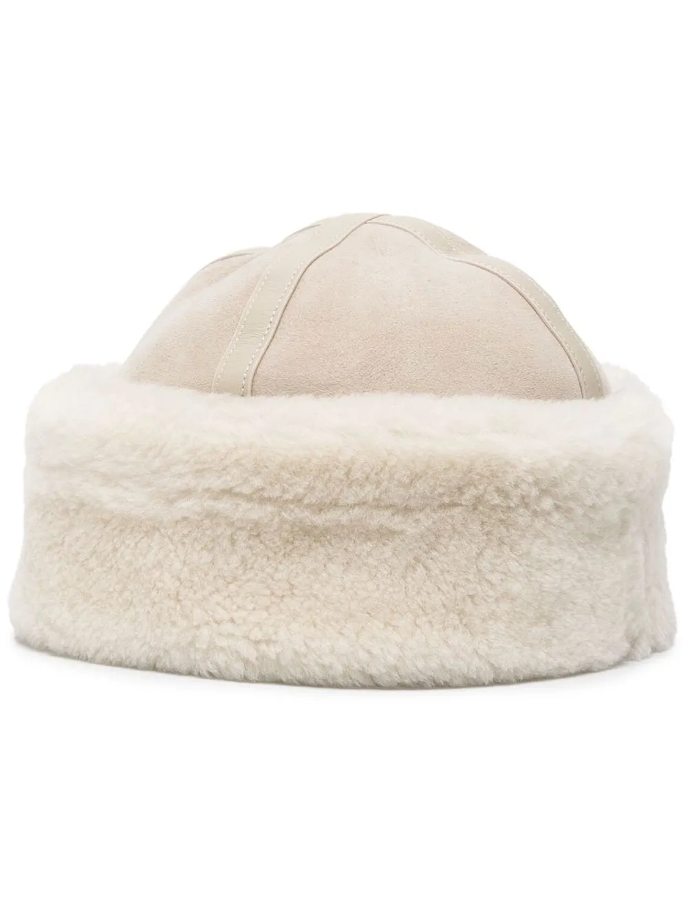 Shop Totême Turn-up Shearling Hat In Neutrals