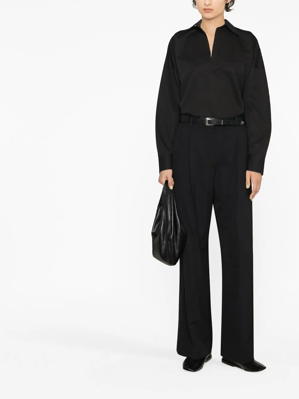 Shop Totême Wide-leg Trousers In Black