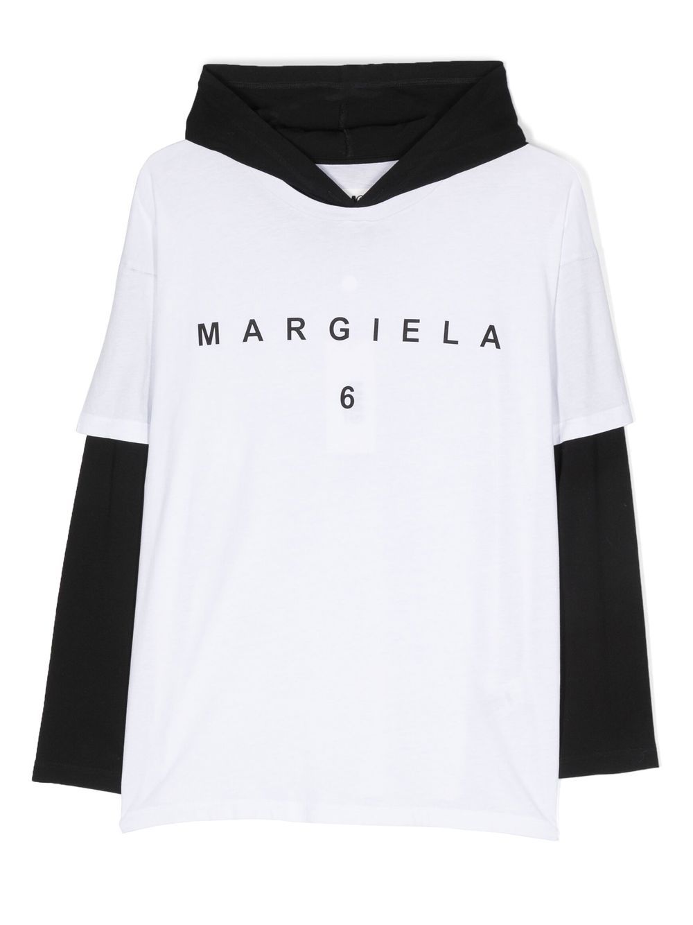 

MM6 Maison Margiela Kids playera con capucha y logo estampado - Blanco