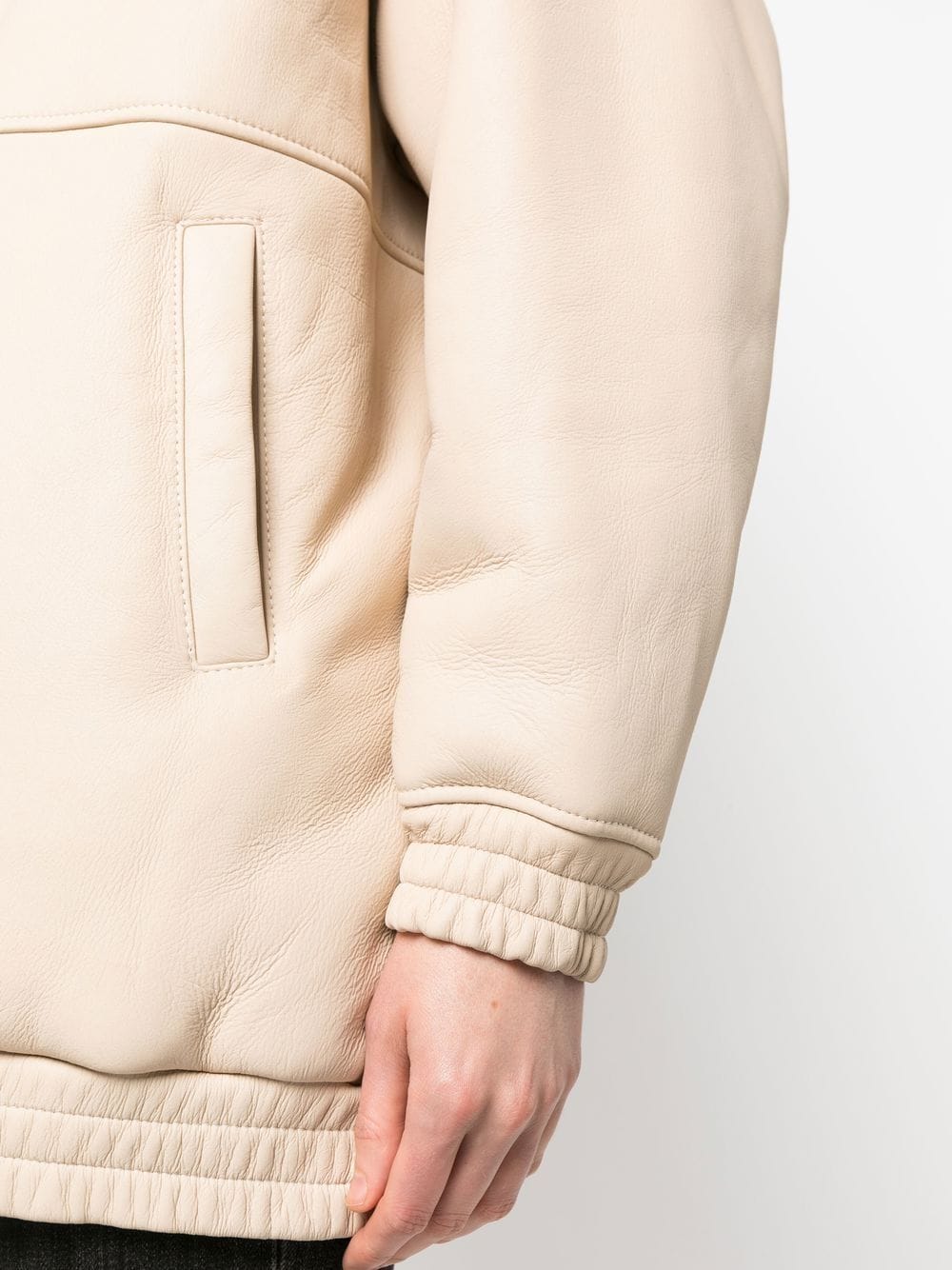 Shop Loulou Gabriola Shearling-lined Bomber Jacket In Nude