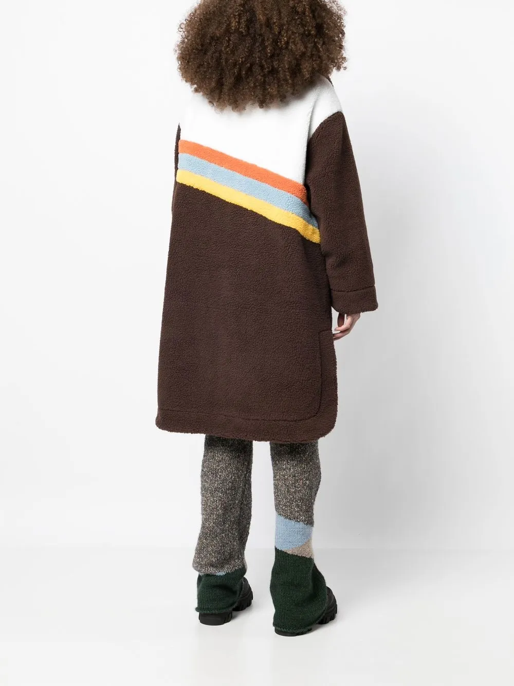 Bapy By *a Bathing Ape® Embroidered-logo Fleece Coat In Brown