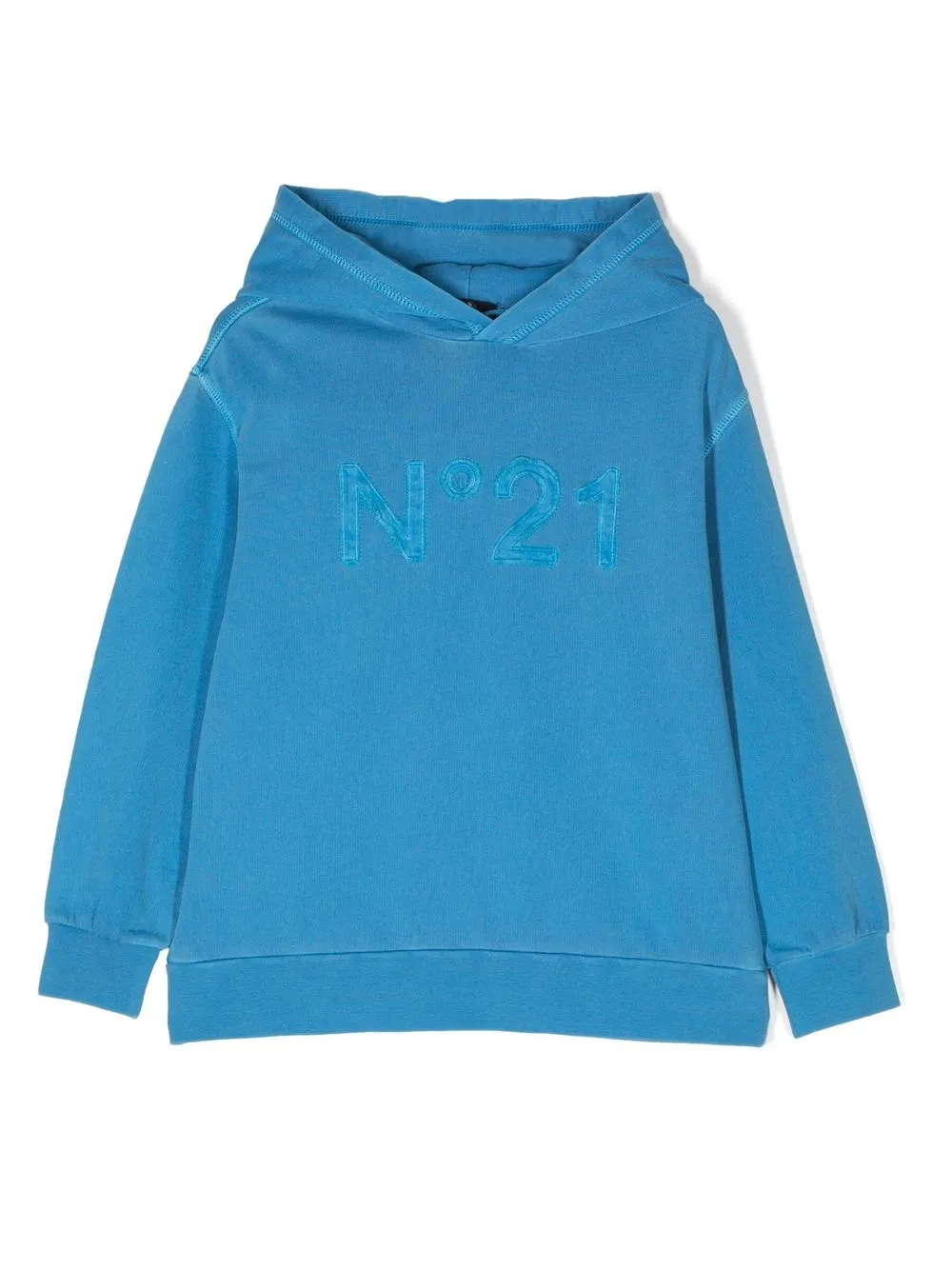 

Nº21 Kids logo-patch classic hoodie - Blue