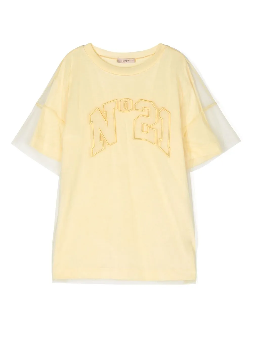Nº21 Kids logo-patch mesh-overlay T-shirt - Farfetch