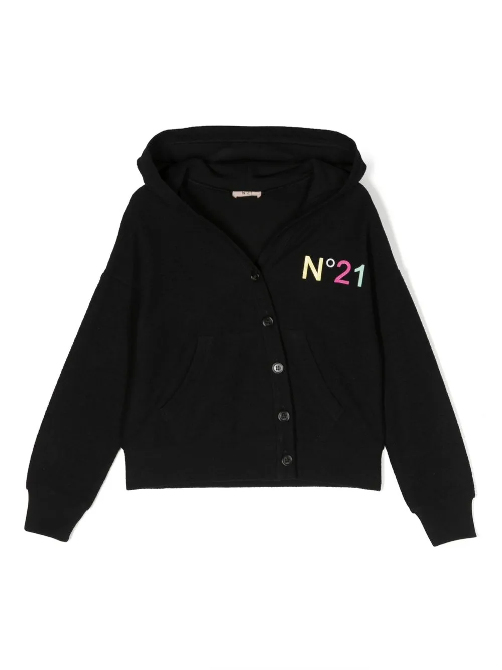 

Nº21 Kids chamarra con capucha y logo estampado - Negro