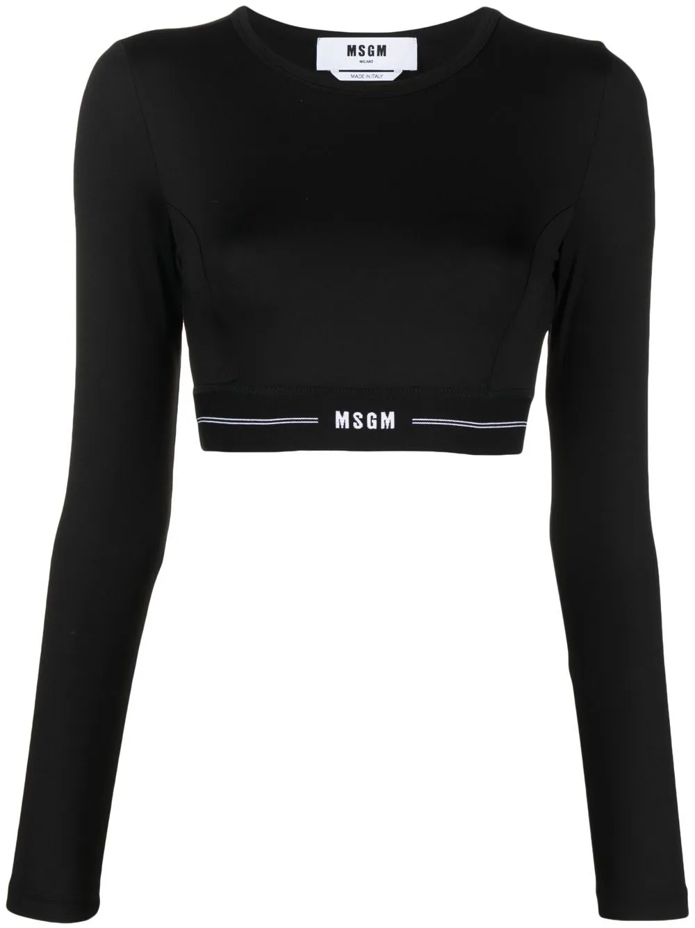 MSGM top corto con banda del logo | negro | Image 1
