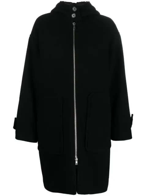 MSGM hooded zip-front mid-length coat
