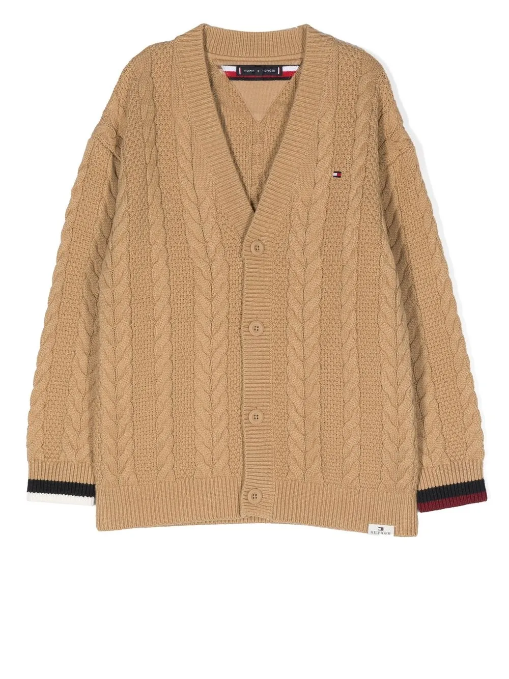

Tommy Hilfiger Junior cárdigan en tejido de ochos con motivo de rayas - Neutro