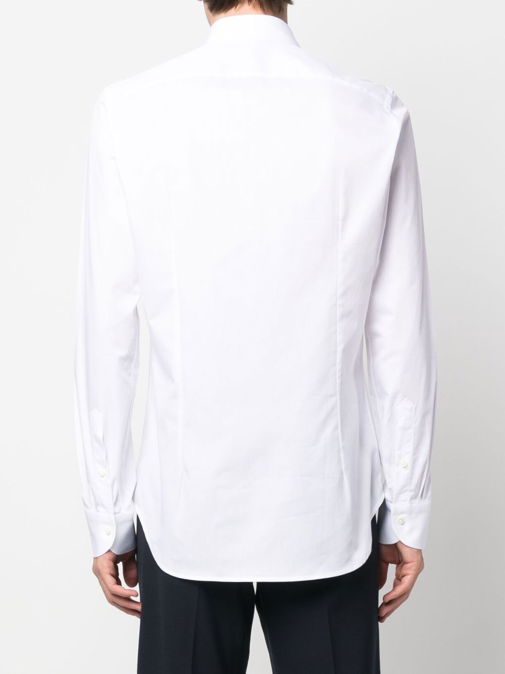 Shop Canali Spread Collar Cotton Shirt In White