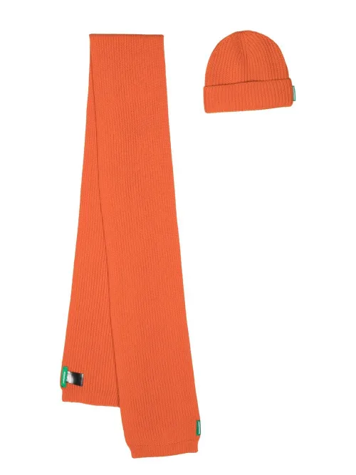 Ensemble bonnet-écharpe en maille nervurée - DSQUARED2 - Modalova