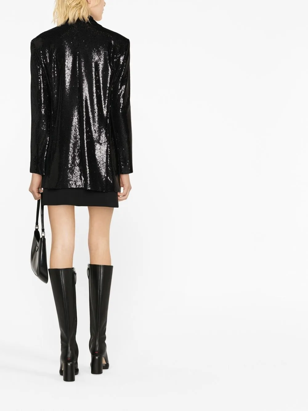 P.a.r.o.s.h Sequinned Double-breasted Blazer In Black