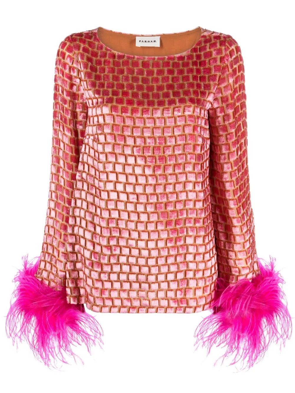 

P.A.R.O.S.H. blusa con ribete de plumas - Rosado