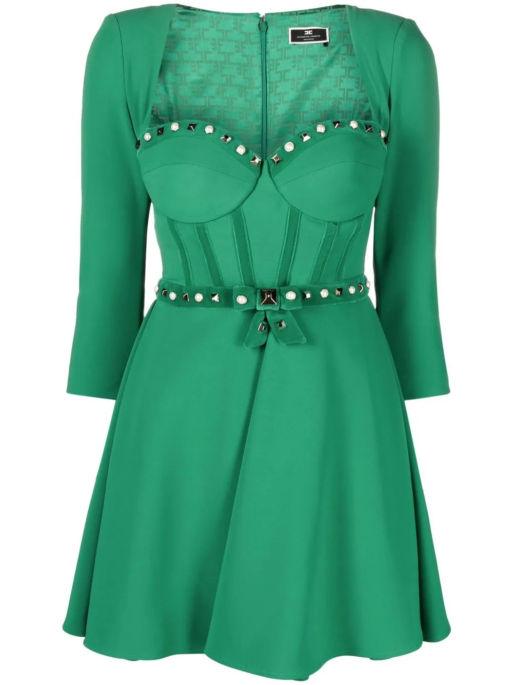 

Elisabetta Franchi studded flared mini dress - Green