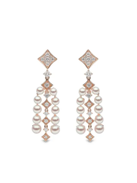 Yoko London boucles d'oreilles Raindrop en or blanc 18ct serties de perles Akoya et diamants