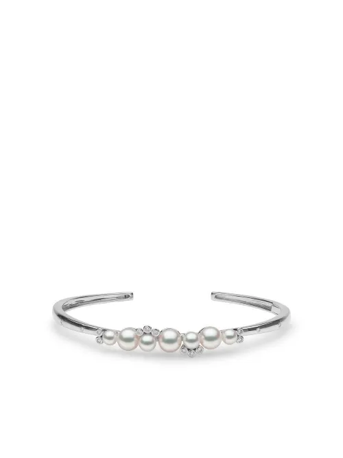 Bague en or blanc 18ct sertie de diamants et de perles Akoya - Yoko London - Modalova