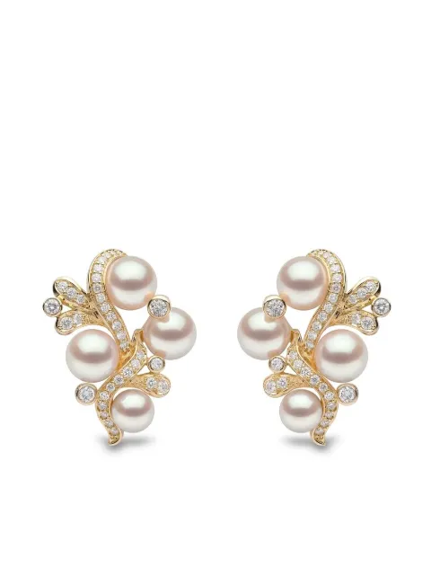 Yoko London 18kt gold diamond and pearl earrings