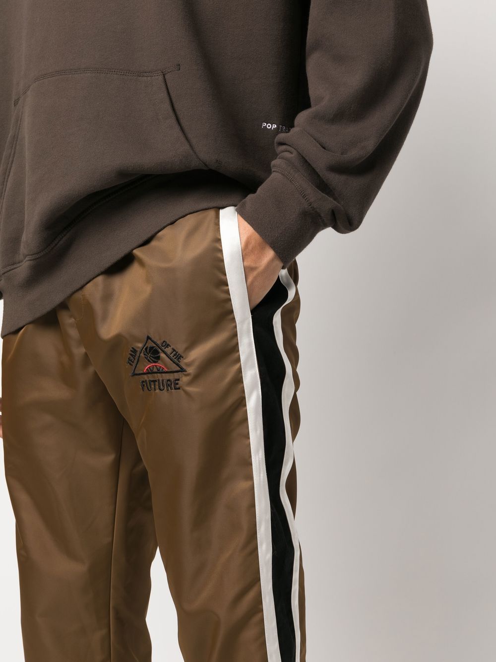 Shop Just Don Side-stripe Track-pants In Braun