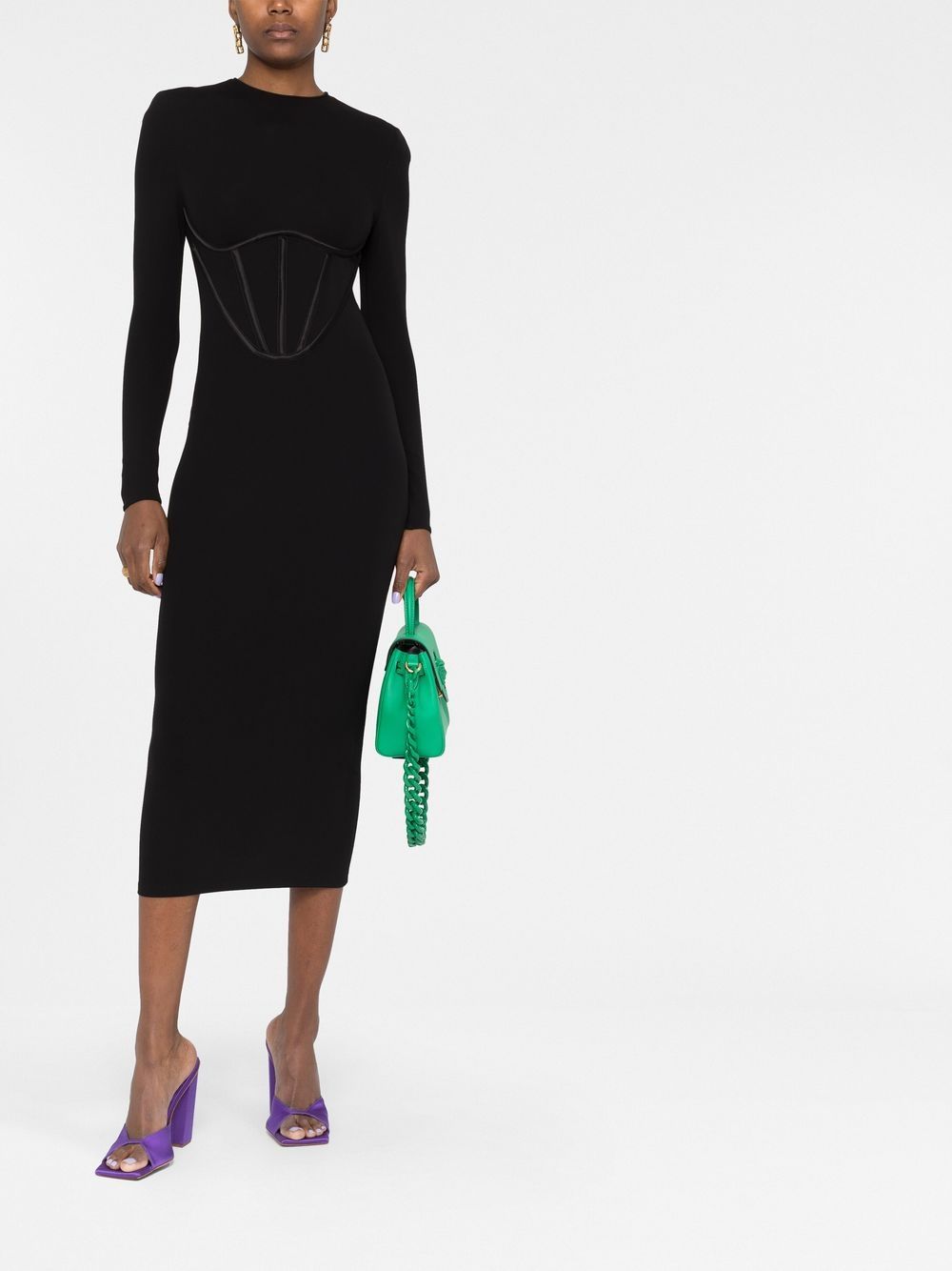 Versace Midi-jurk met korset stijl - Zwart