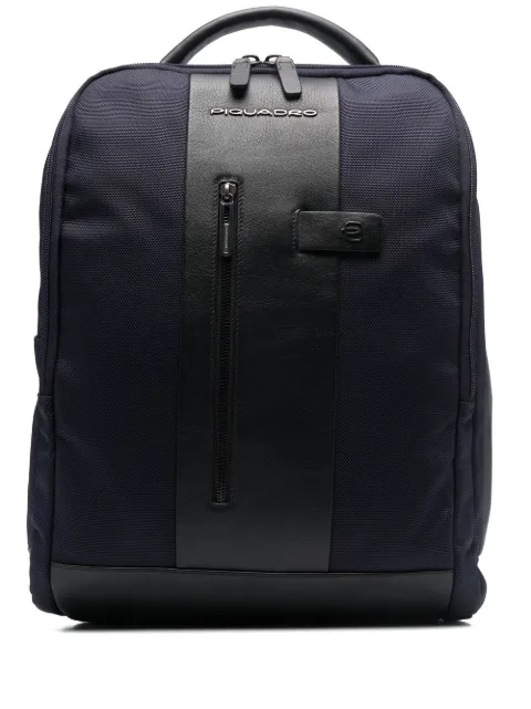 PIQUADRO two-tone logo-patch backpack
