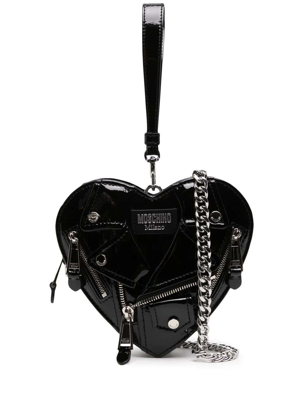 

Moschino bolsa Heart Biker pequeña - Negro