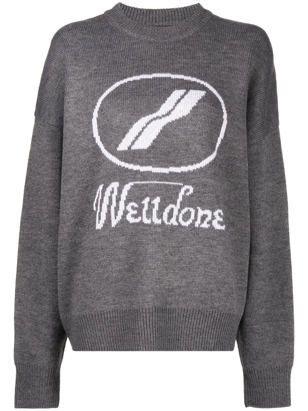 We11done crew-neck logo jumper - Grey