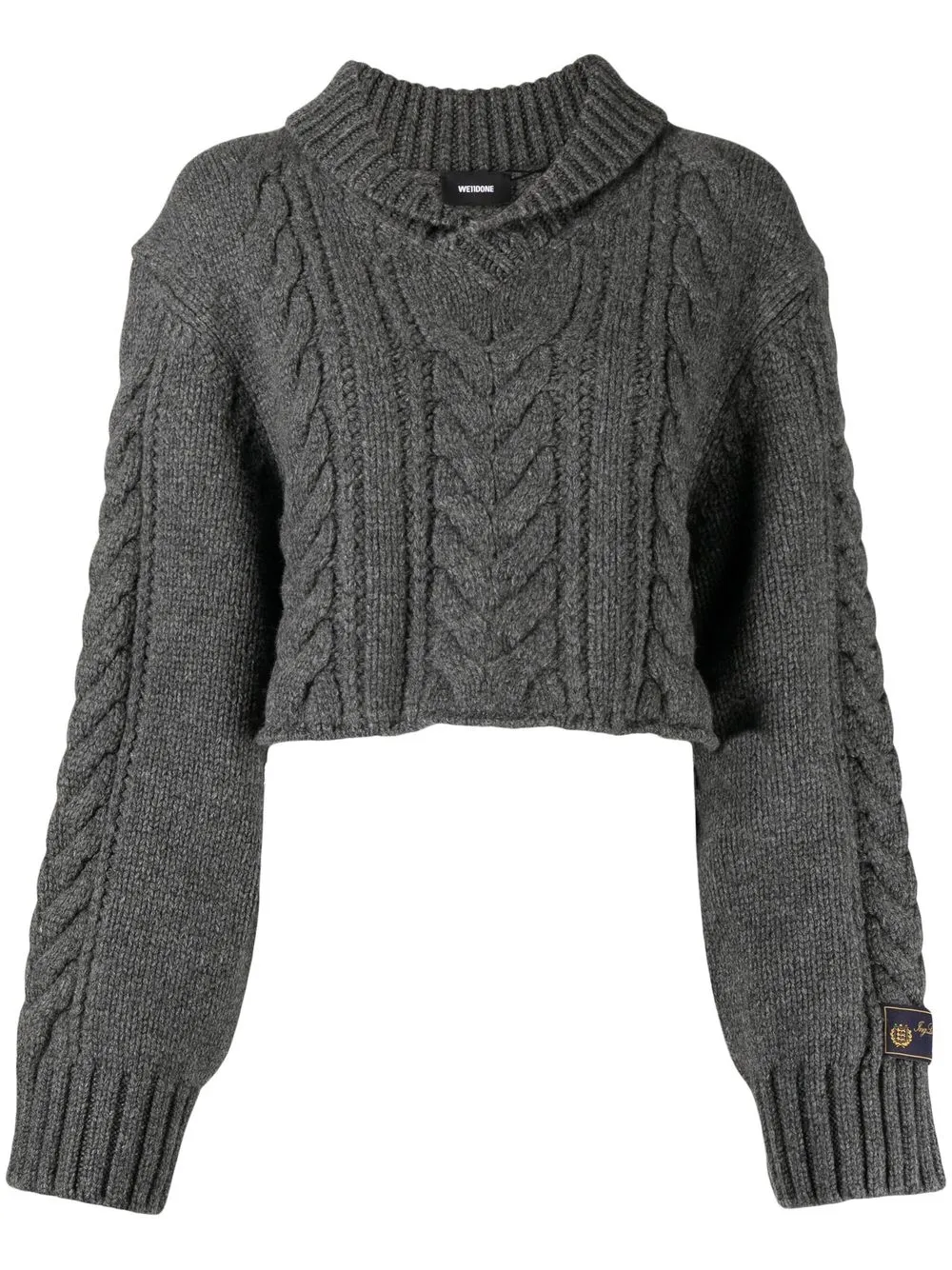 

We11done cable-knit cropped jumper - Grey