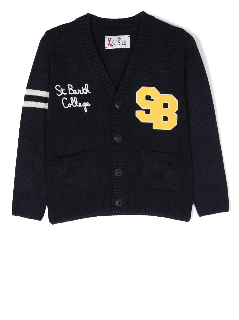 

MC2 Saint Barth Kids logo-embroidered V-neck cardigan - Blue