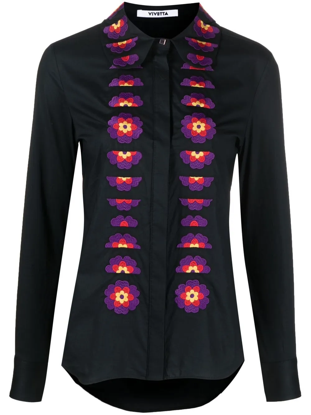 

Vivetta floral-embroidered long-sleeved shirt - Black