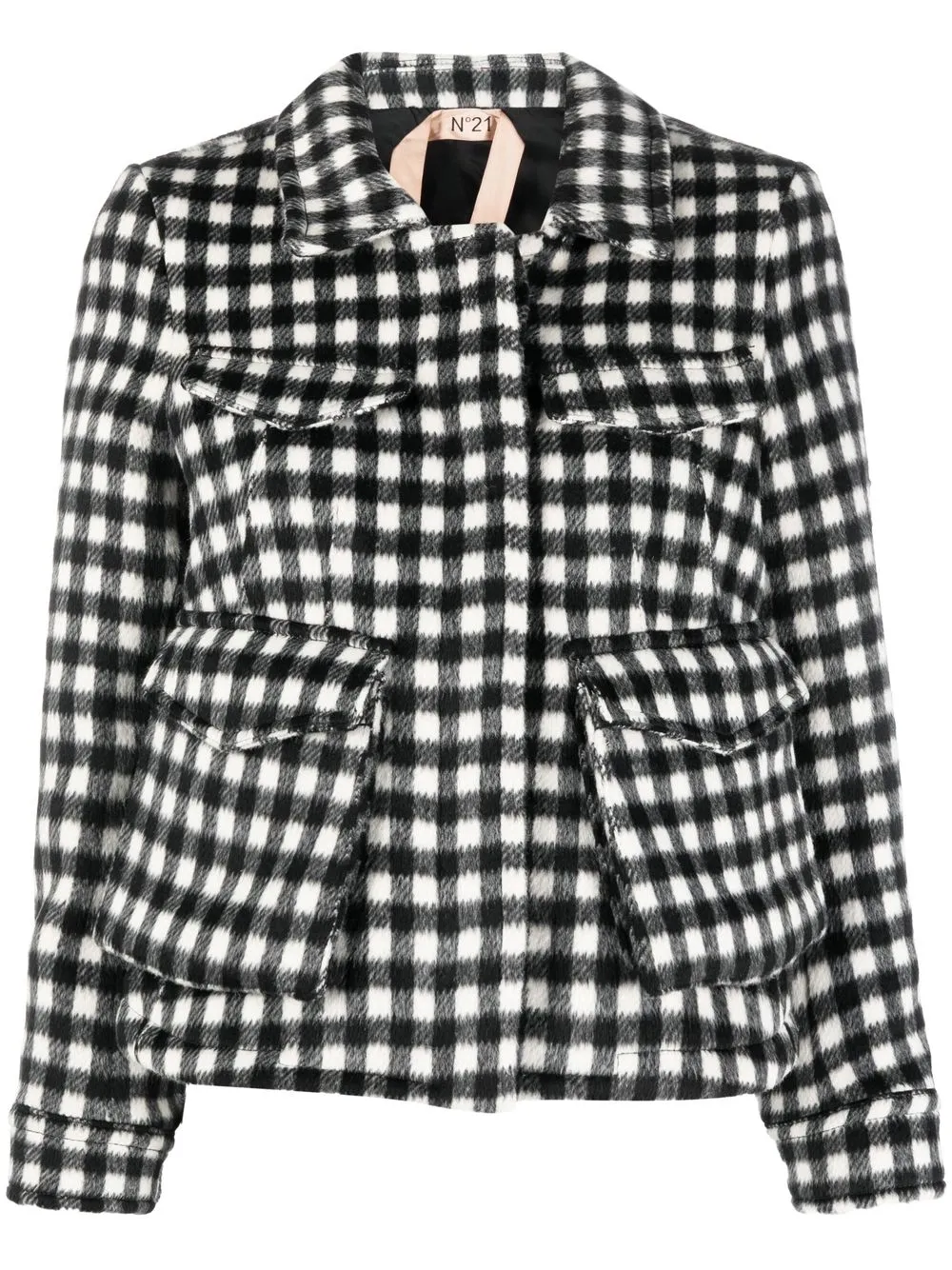 

Nº21 gingham-check textured jacket - Black