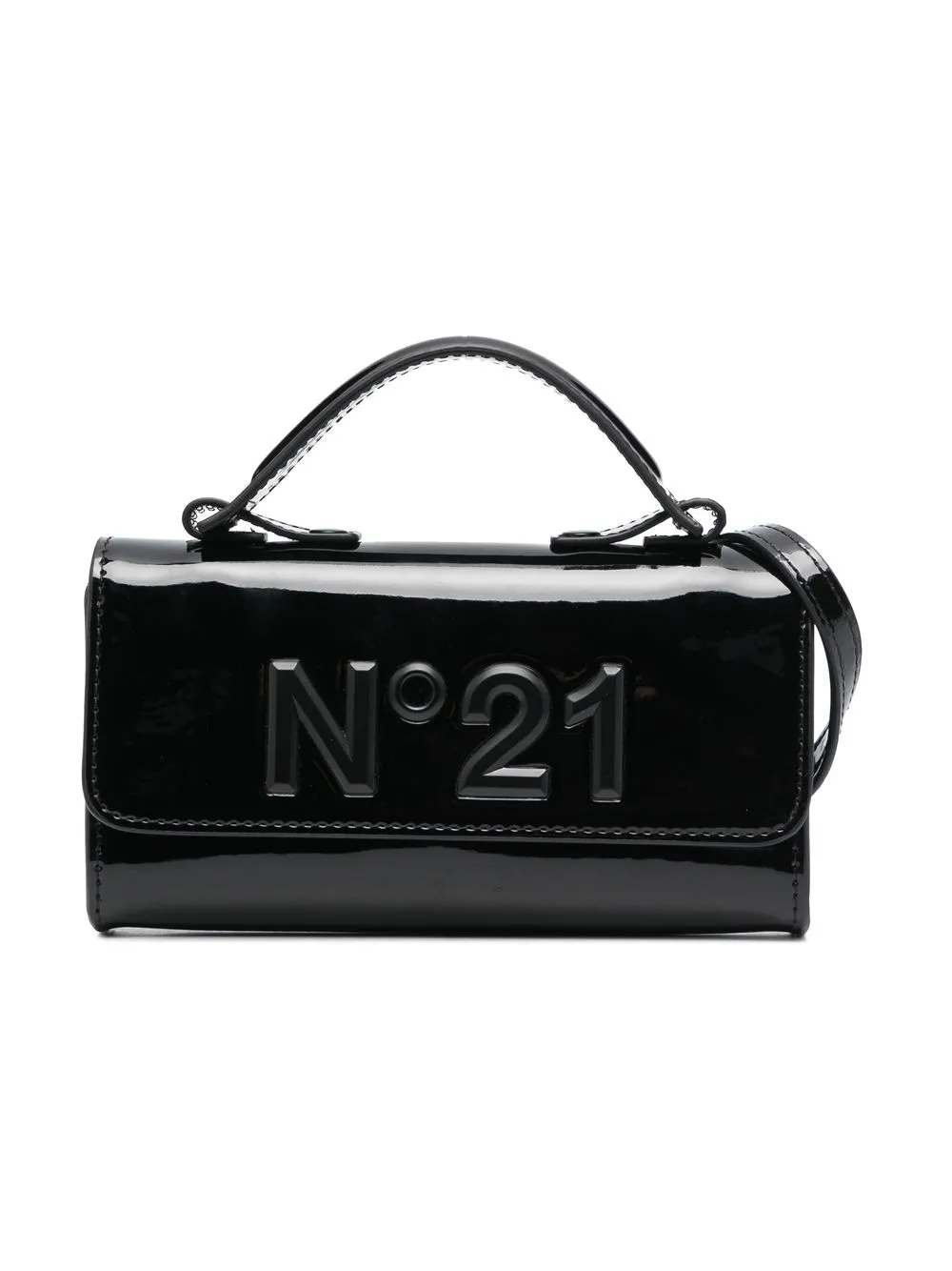 

Nº21 Kids bolsa de charol con logo en relieve - Negro