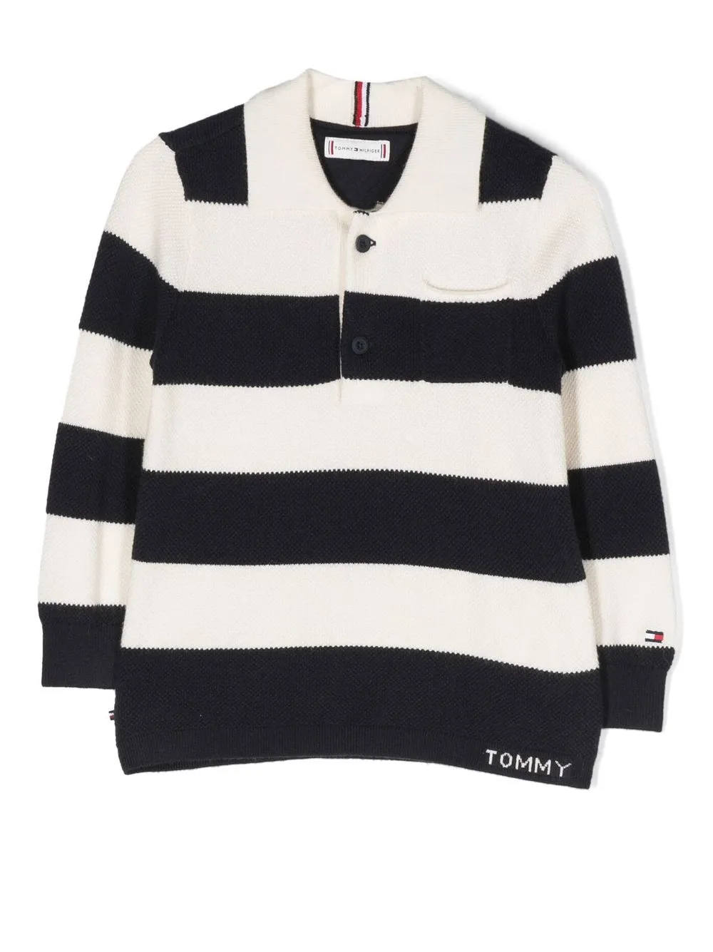 

Tommy Hilfiger Junior striped knitted polo top - White