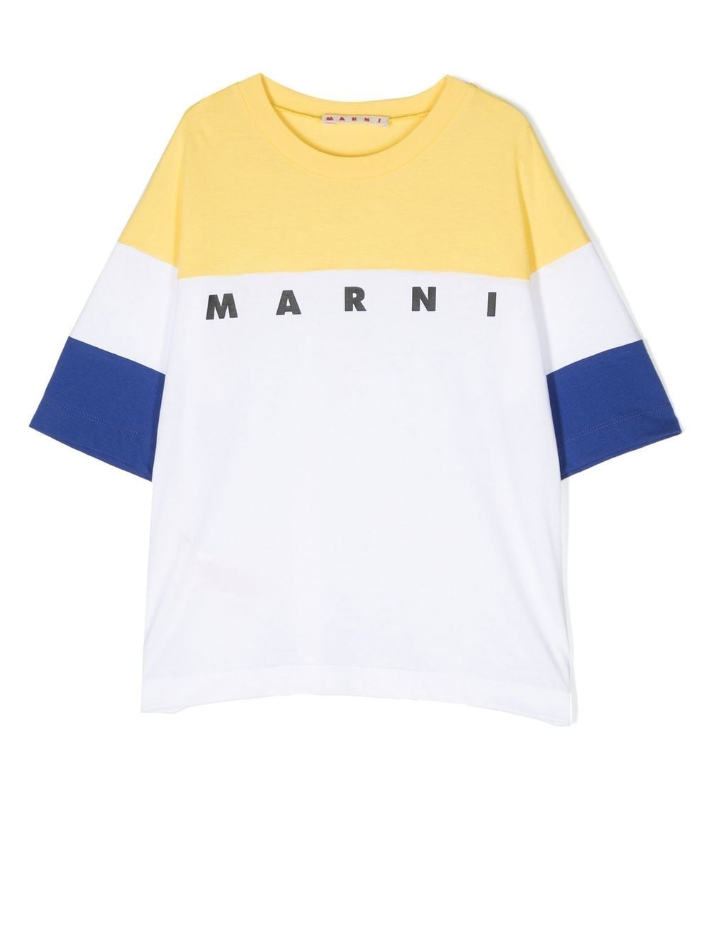 Marni Kids' Logo-print Panelled T-shirt In Bianco