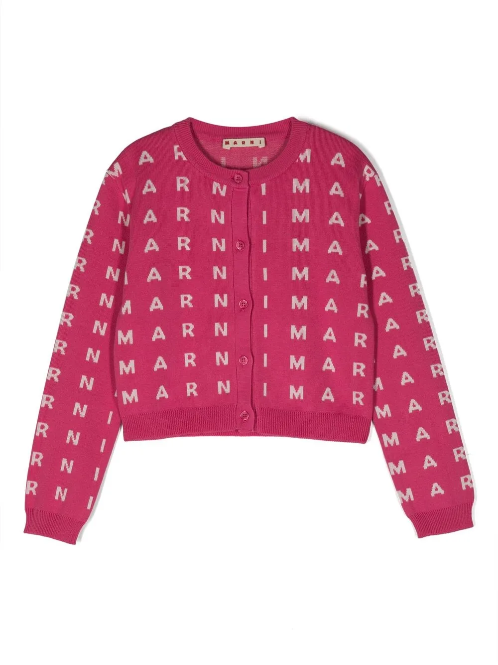 

Marni Kids intarsia-knit logo cardigan - Pink