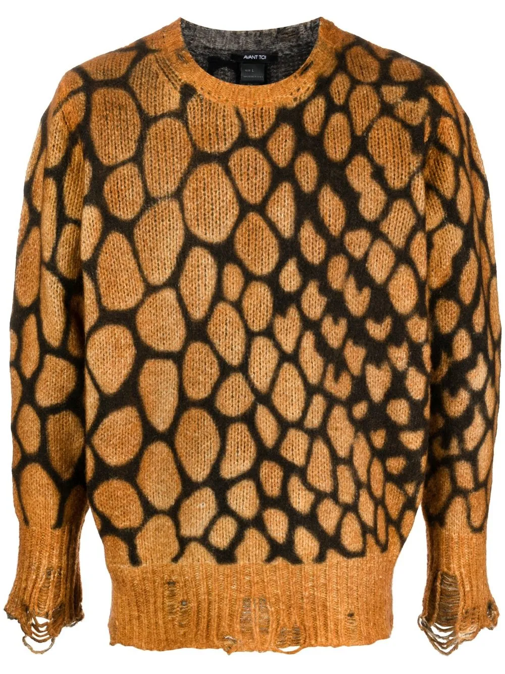 

Avant Toi distressed-effect abstract-print jumper - Brown