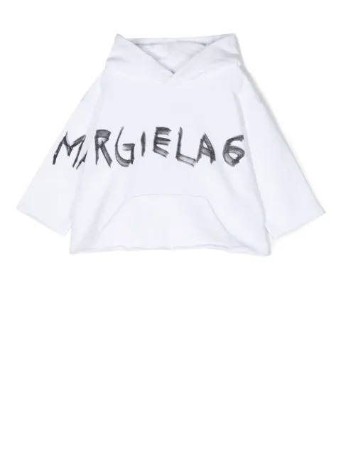 MM6 Maison Margiela Kids logo-print cropped hoodie